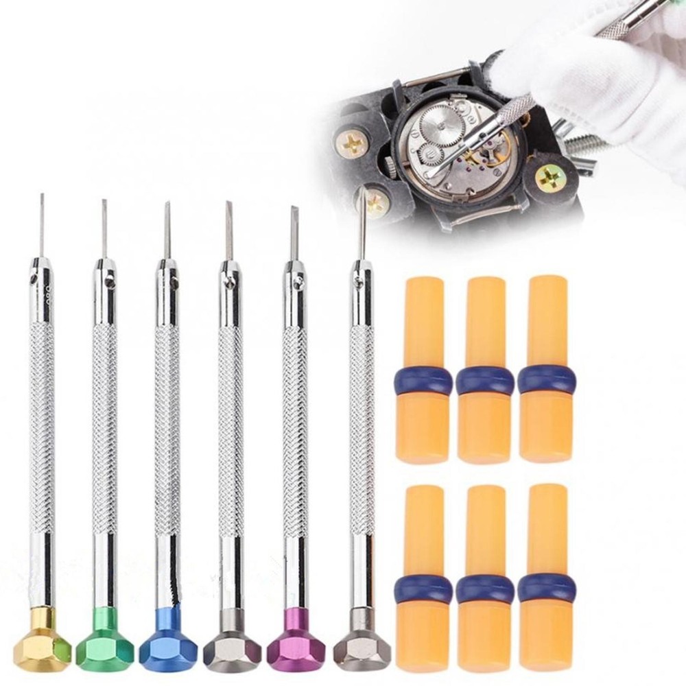 6Pcs Precision Steel Screwdriver+Blade Watchmaker Repair Tool For Watch Jewelry