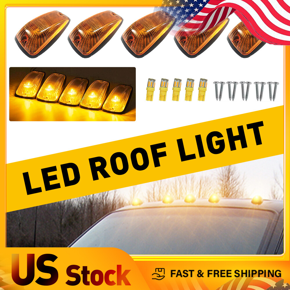 LED Cab Roof Parking Marker Clearance Lights Piece 5 Kit For Chevy GMC Truck