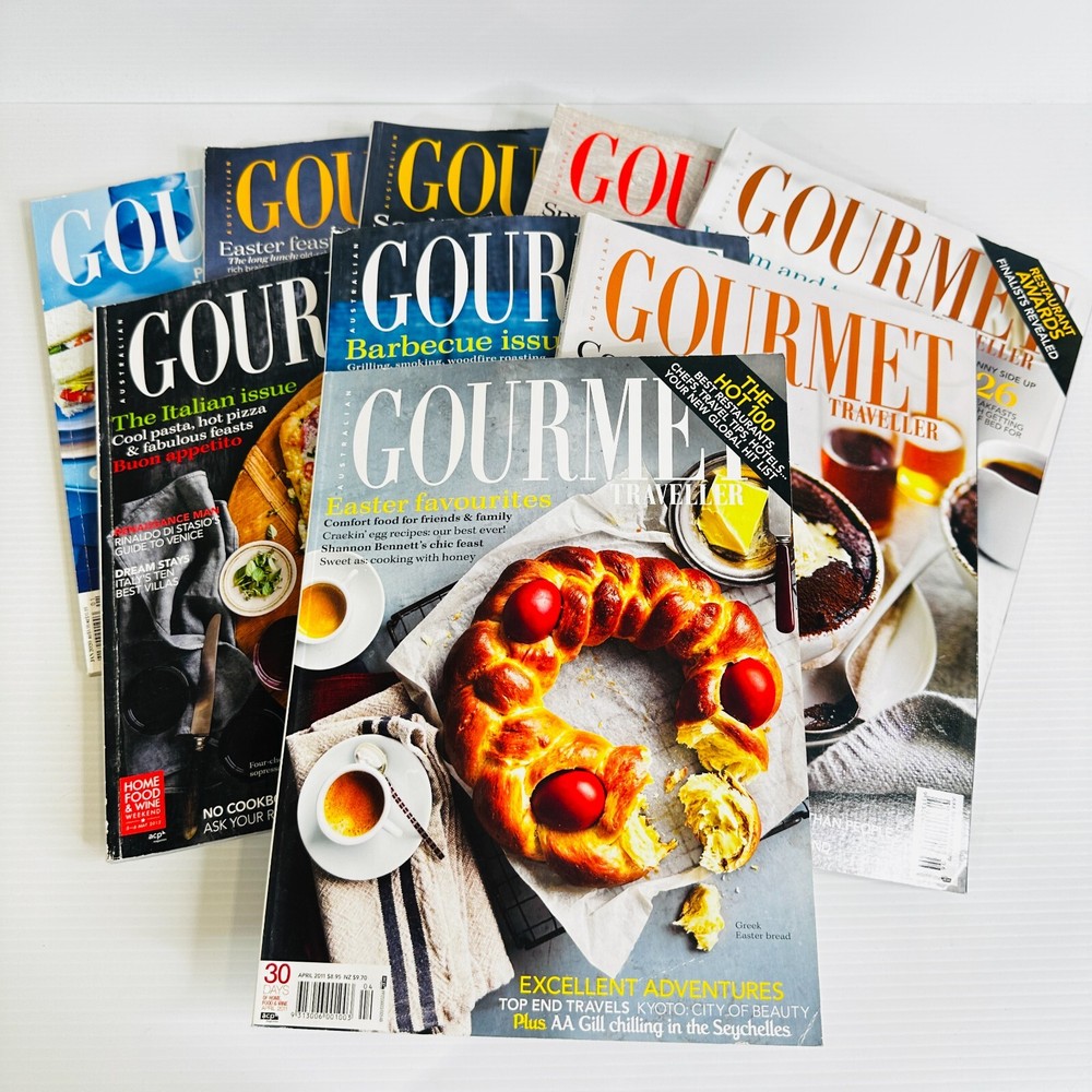 9 Vintage Gourmet Magazine Cookbooks - Classic Baking & Dessert Recipes - Easy Bulk Lot  