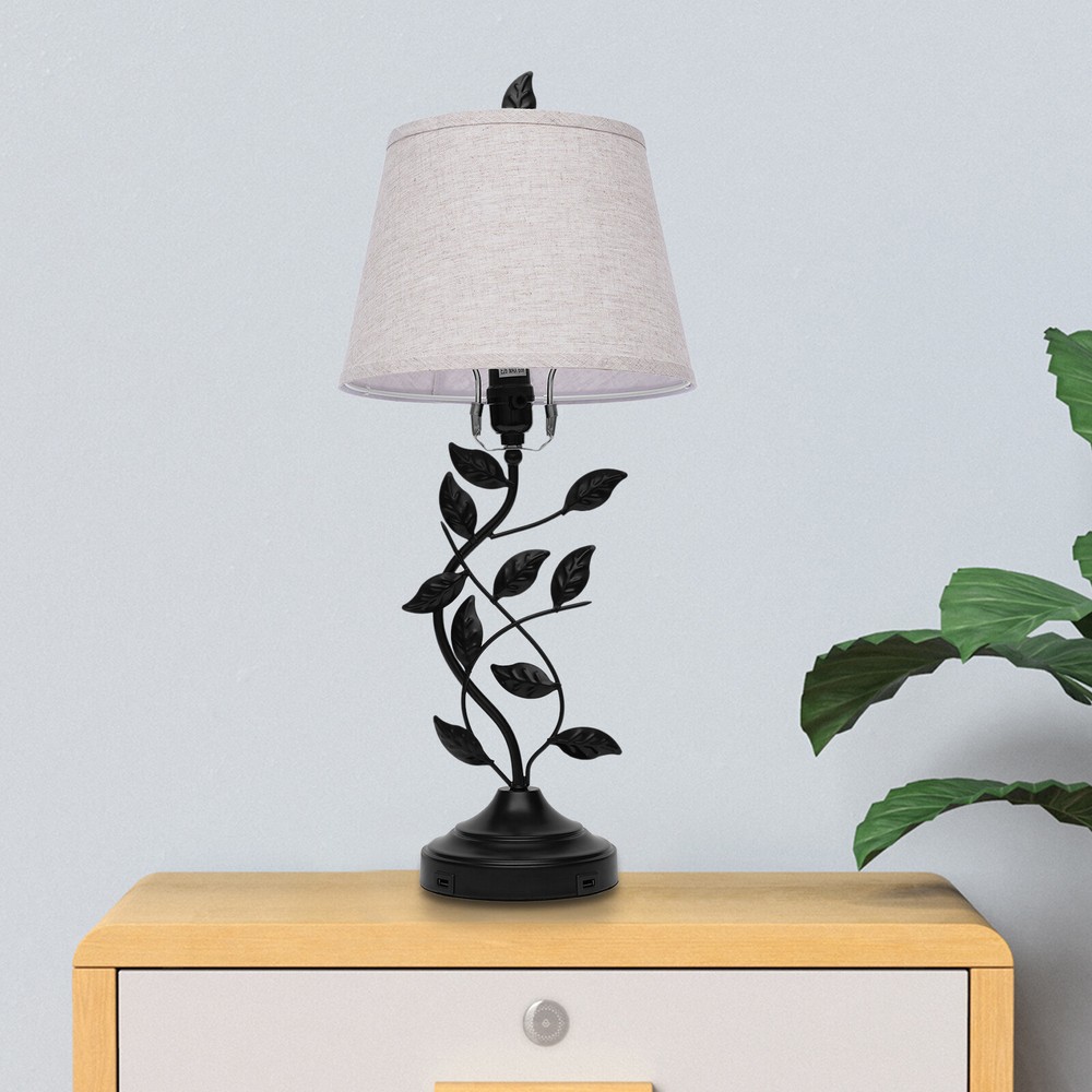 Elegant E26 Table Lamp for Bedside or Desk with Dual USB Charging