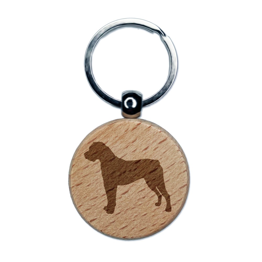 Boerboel Dog Solid Engraved Wood Round Keychain Tag Charm