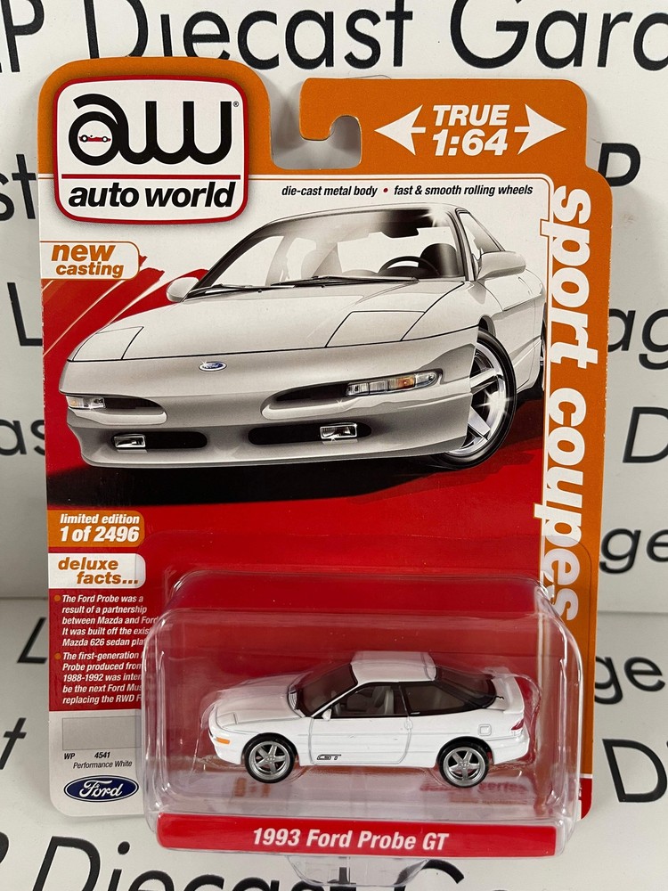 AUTO WORLD 1993 Ford Probe GT Performance White 1:64 Diecast Sport Coupes