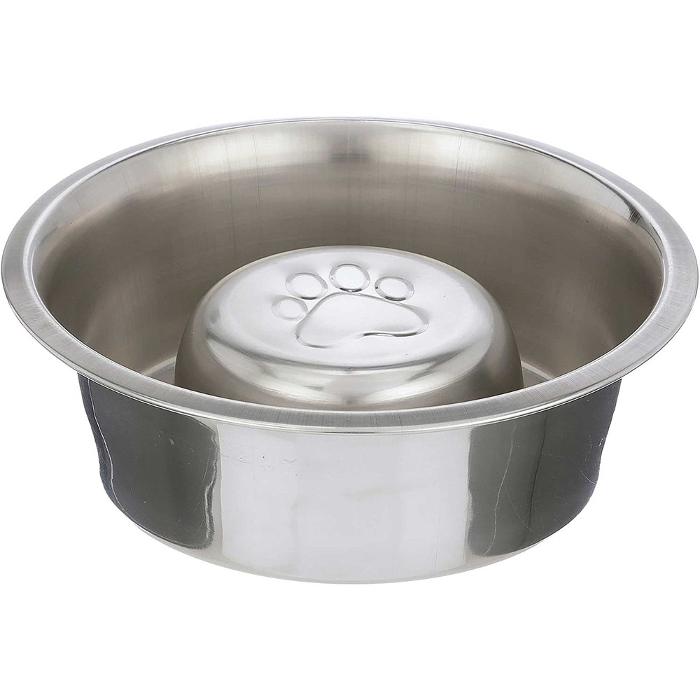 Stainless Steel Slow Feed Dog Bowl for Fast Eating Large Breed, Metal Slow Fe...