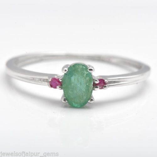 925 Sterling Silver Natural Ruby Emerald Sapphire Gemstone Cocktail Ring Jewelry