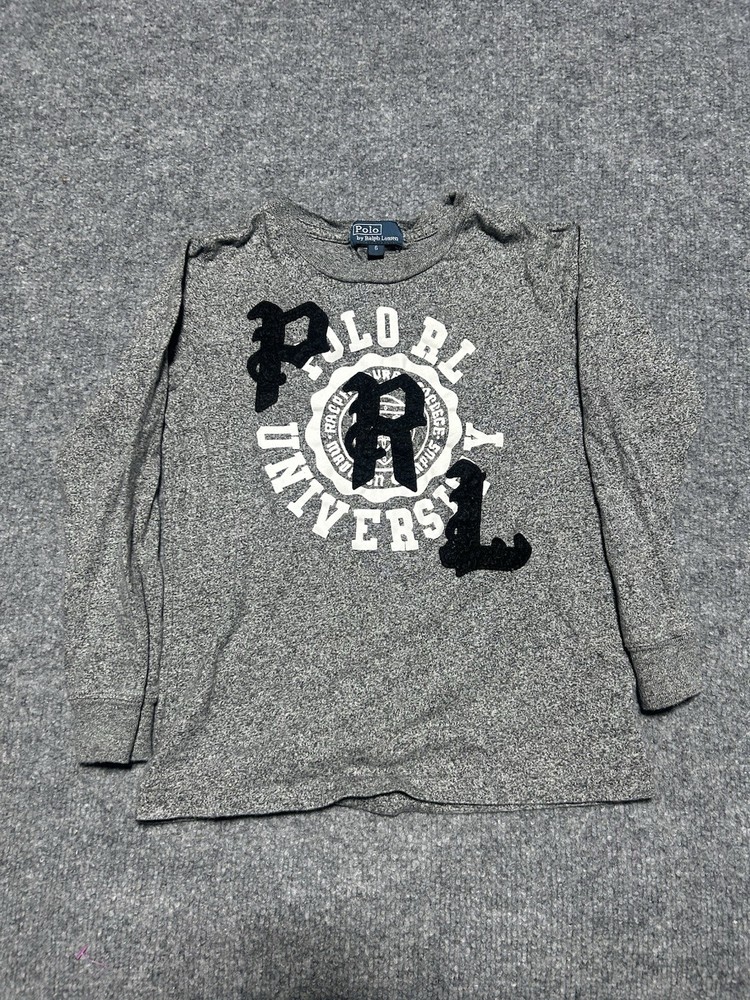 Youth Size 6 Polo Ralph Lauren Long Sleeve Shirt Grey Aop