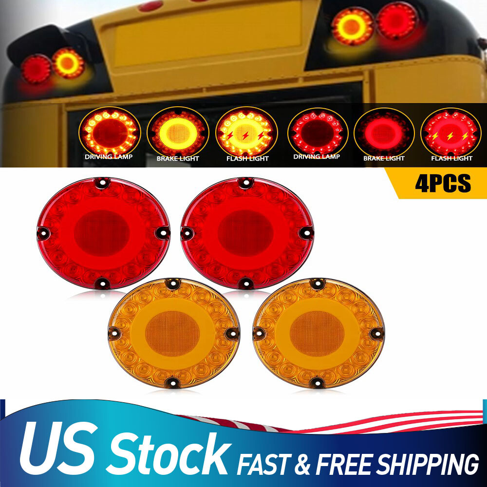 7-Inch Round LED Truck Trailer Stop Signal Brake Light 12-24V Flash