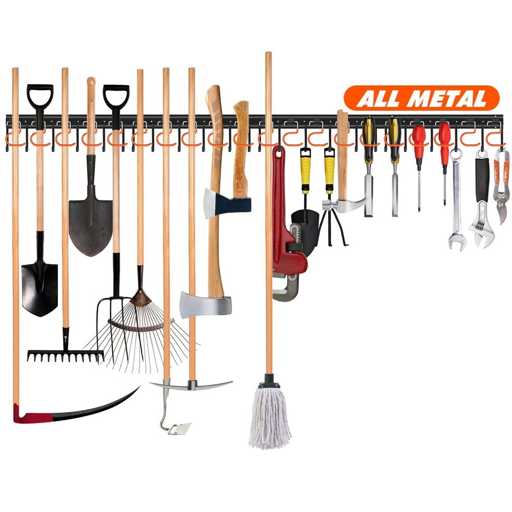 68-Inch All-Metal Garage Wall Organizer for Garden Tools Storage