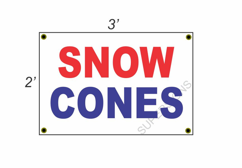 2x3 Red White Blue Snow Cones Banner Sign New Discounted Size & Price