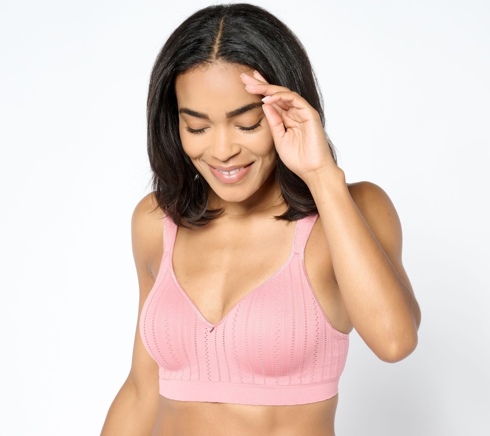 Breezies Womens Seamless Pointelle Underwire T-Shirt Bra Size 36D in Pink A644711