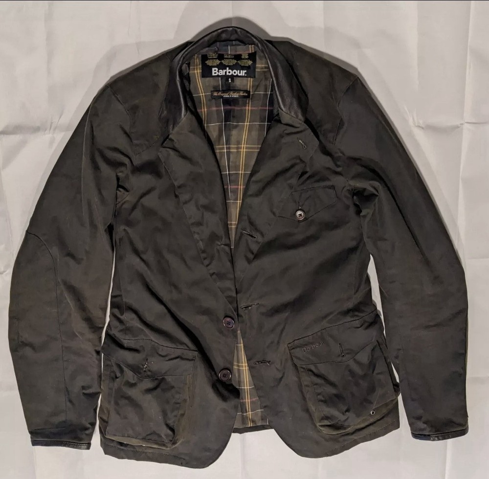 Barbour Beacon Waxed Blazer Jacket  Olive Small S James Bond Skyfall