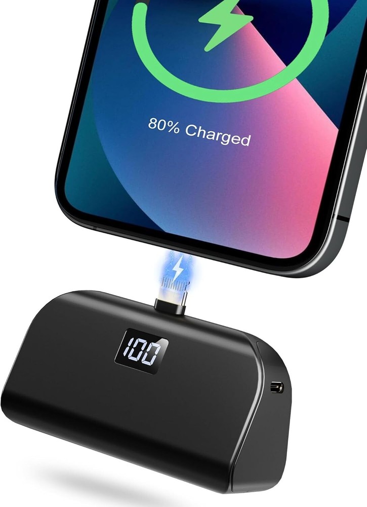Mini Portable Charger for iPhone with Built in Cable, 4,800mAh Small Power Bank