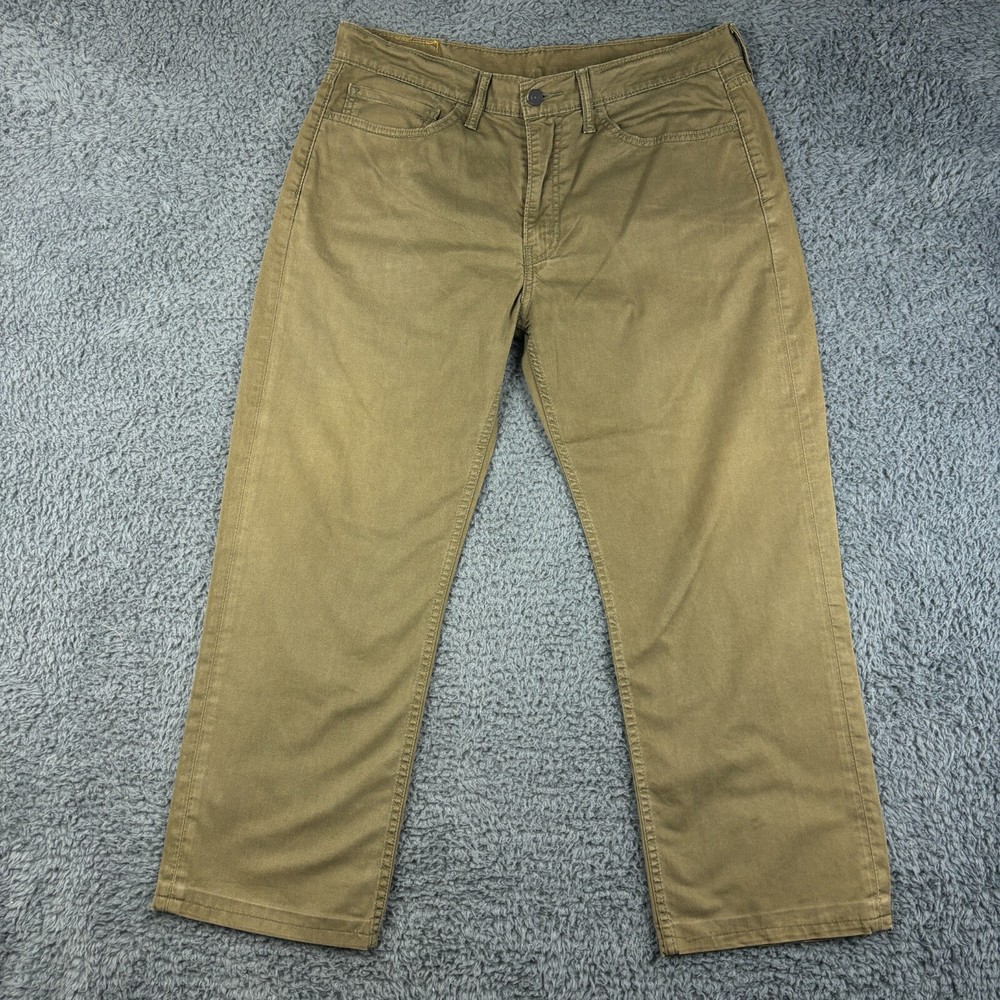 Levis Chino Trousers Mens W36 W27 Green Khaki Smart Casual Fly Pockets Straight