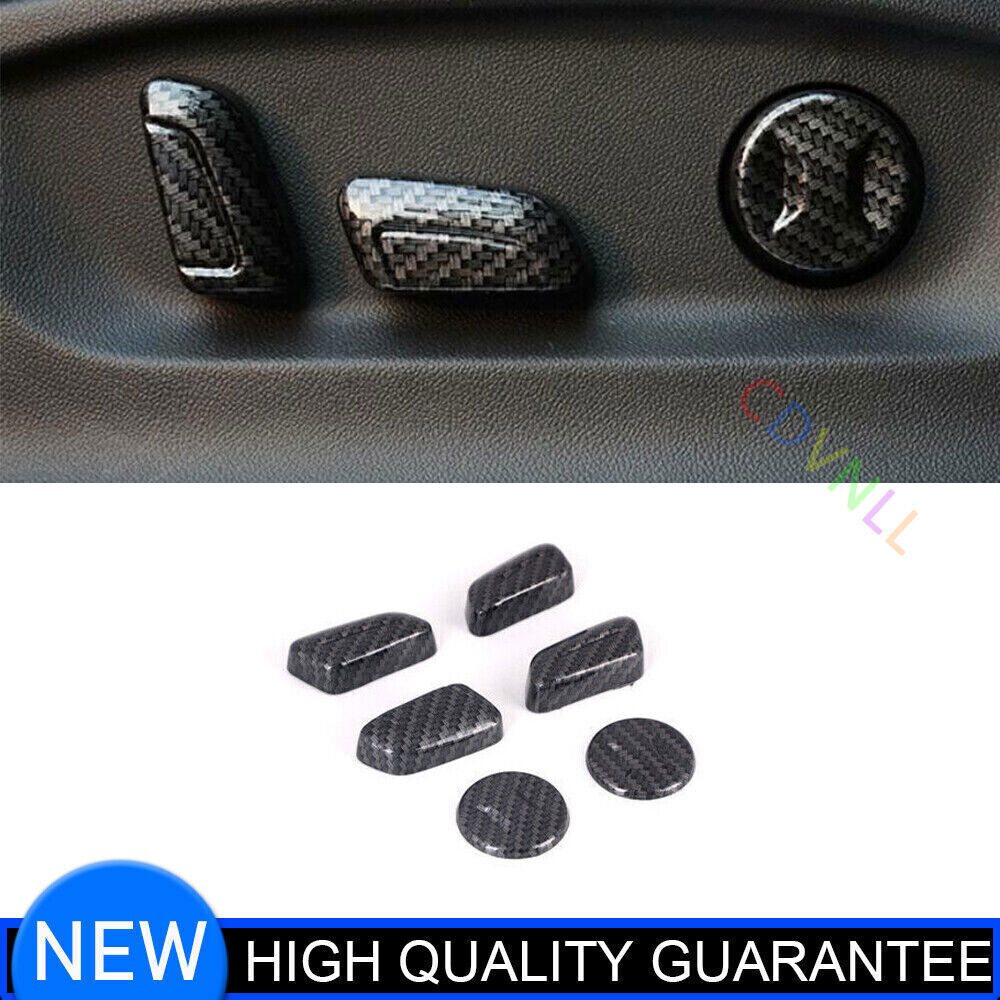 6*For Volkswagen Tiguan 2017-2021 Carbon ABS Electric Seat Adjustment Cover Trim