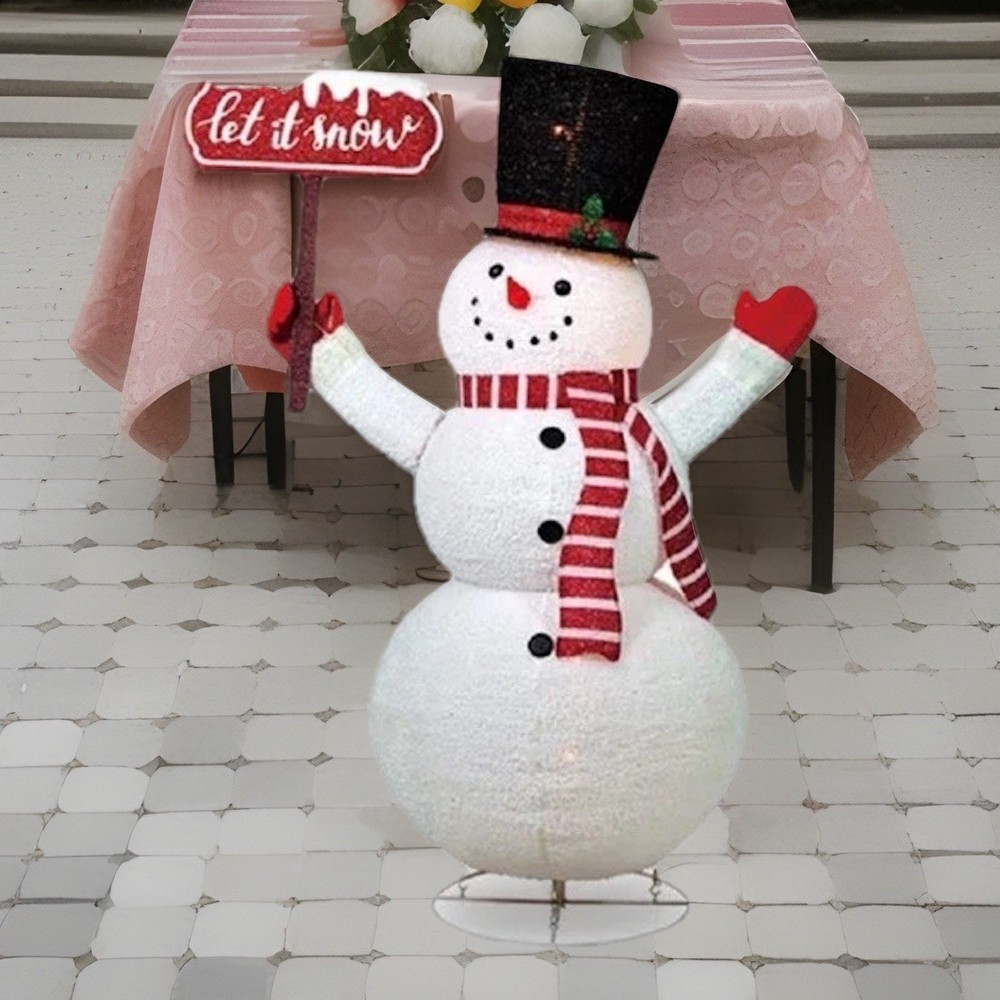 Light-Up Pop Up Holiday Snowman With Sign Pre Lit 5 Ft. Tall Christmas 2022