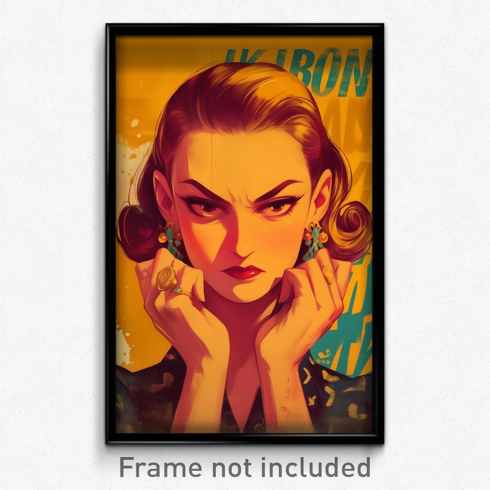 French Movie Poster - Woman Feeling Grumpiness, Urban Heart Earrings (Art Print)