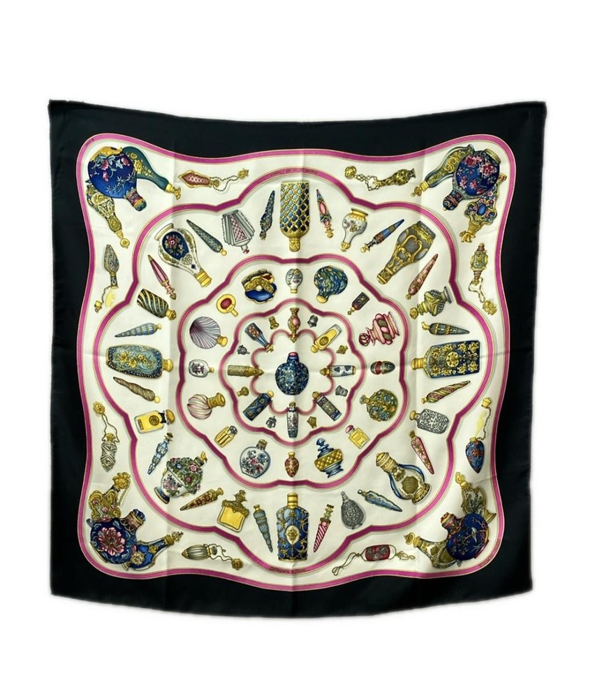 Hermes 90cm Silk Scarf Carres 100 Perfume Bottle Design for Women