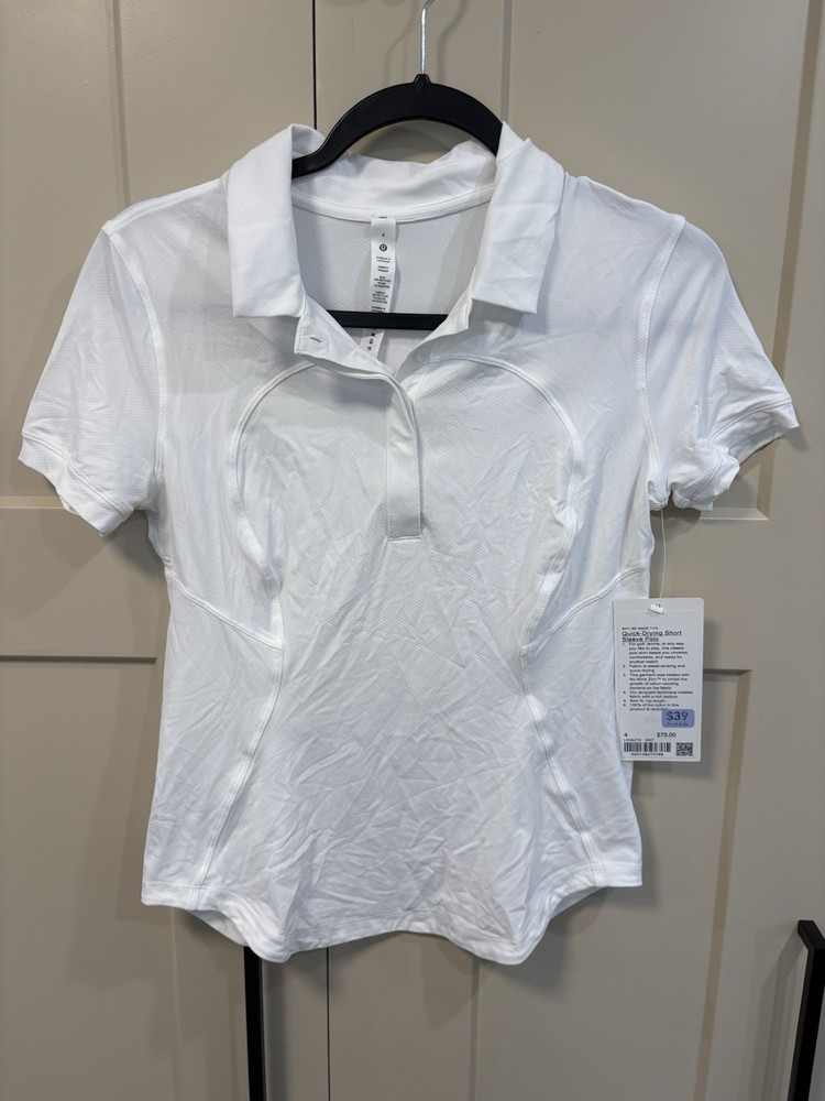 NEW Lululemon Quick Drying Short Sleeve Polo Size 4 LW3EZTS White NWT