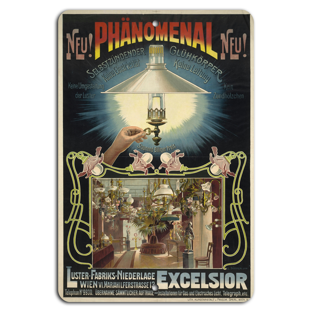 Vintage Excelsior Light Bulb Innovation Retro Poster