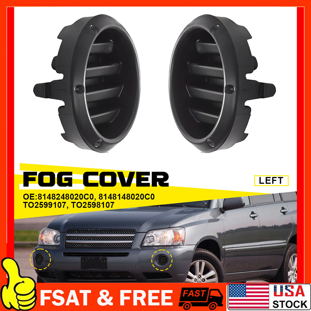 For 2004-2007 Toyota Highlander 2X Front Bumper Fog Light Lamp Hole Cover Grille