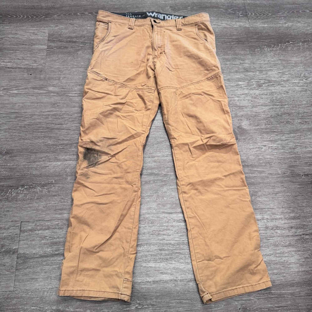 Wrangler Pants Mens 34 Beige 34x31 Outdoor Hiking Zip Pocket All Terrain Gear