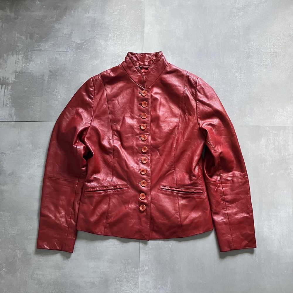 Vintage Leather Jacket Red Euro Old Clothes Synthetic