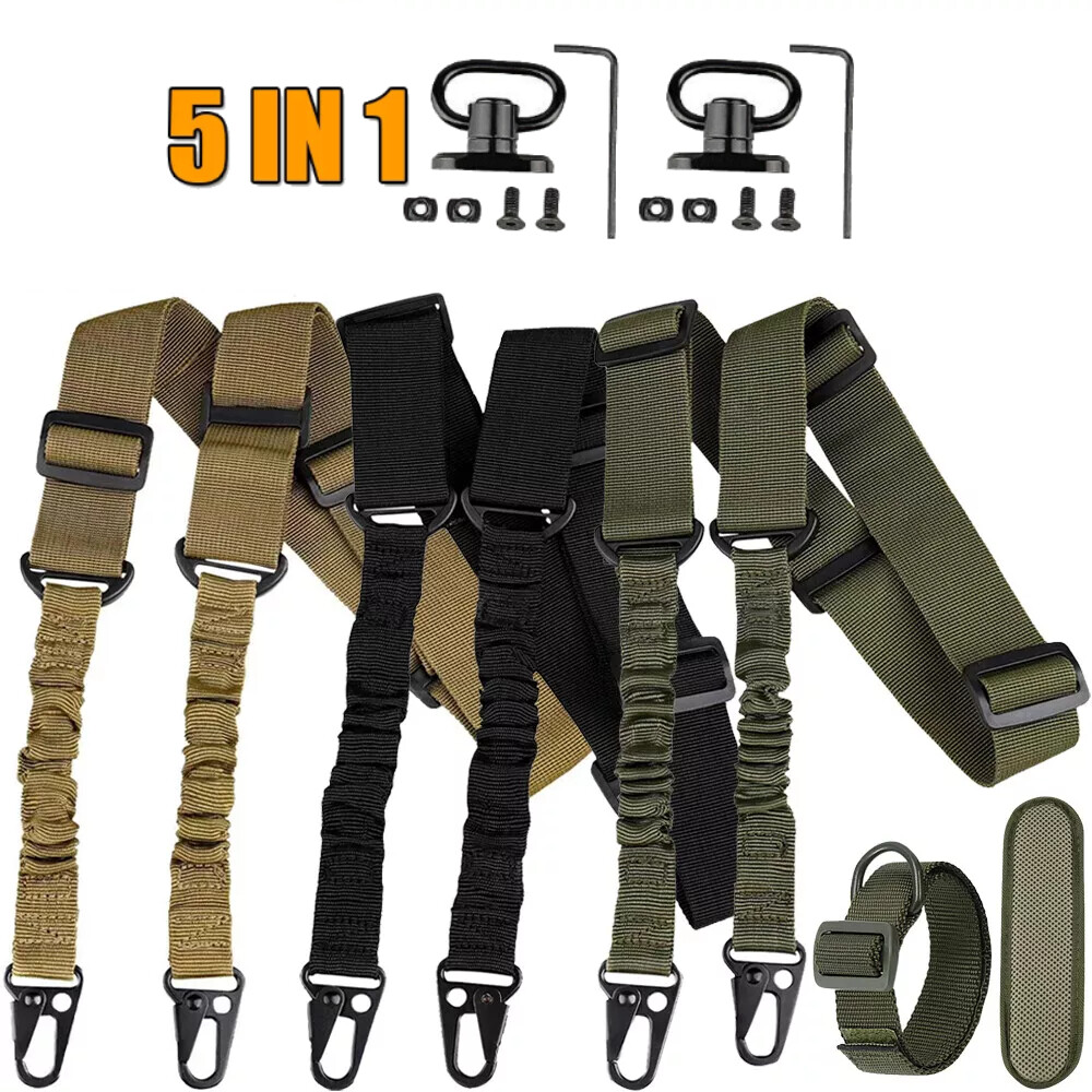 Tactical 2-Point Rifle Sling with QD Swivels & D-Ring Loop