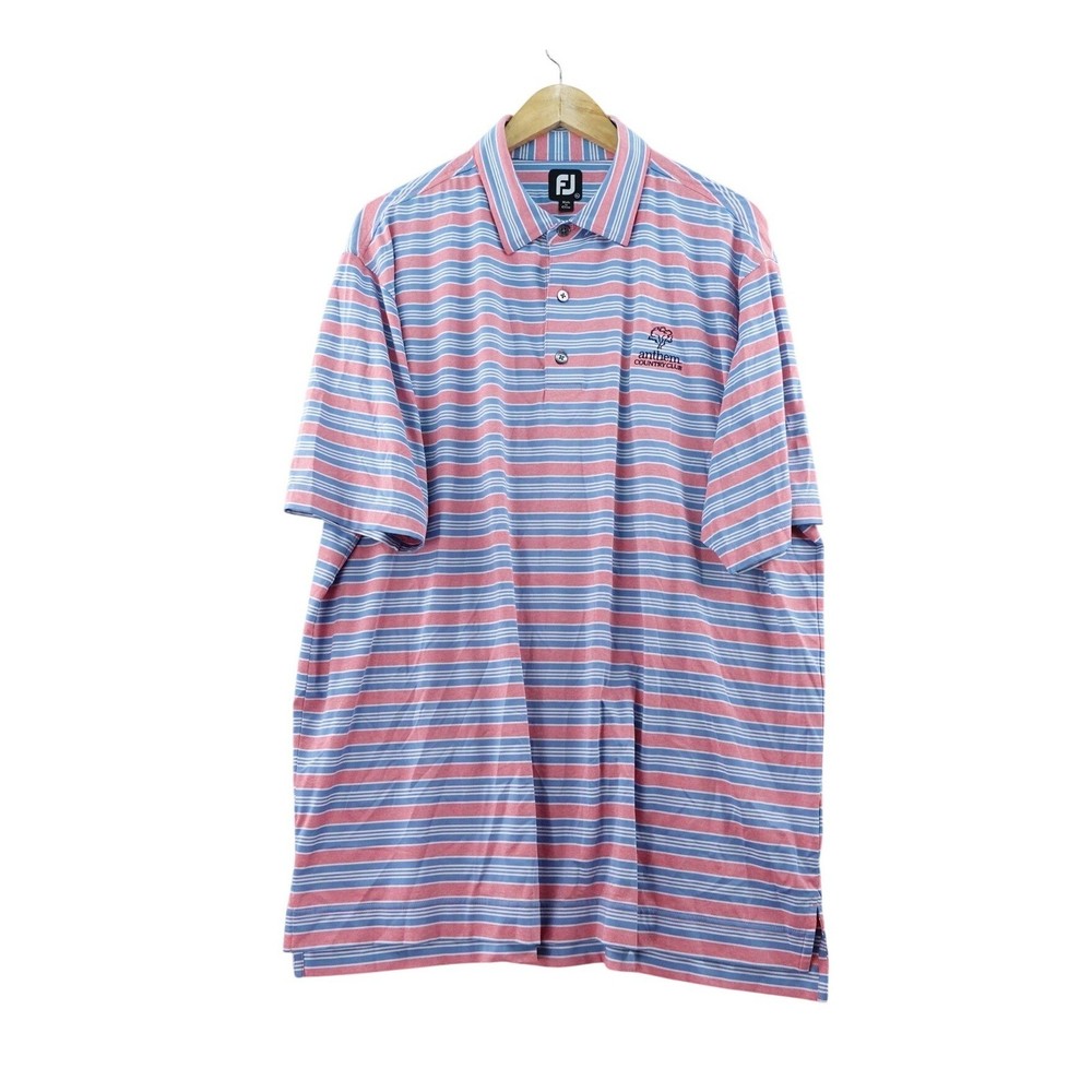FootJoy Golf Mens XL Striped Short Sleeve Polo Shirt Performance Stretch Rugby