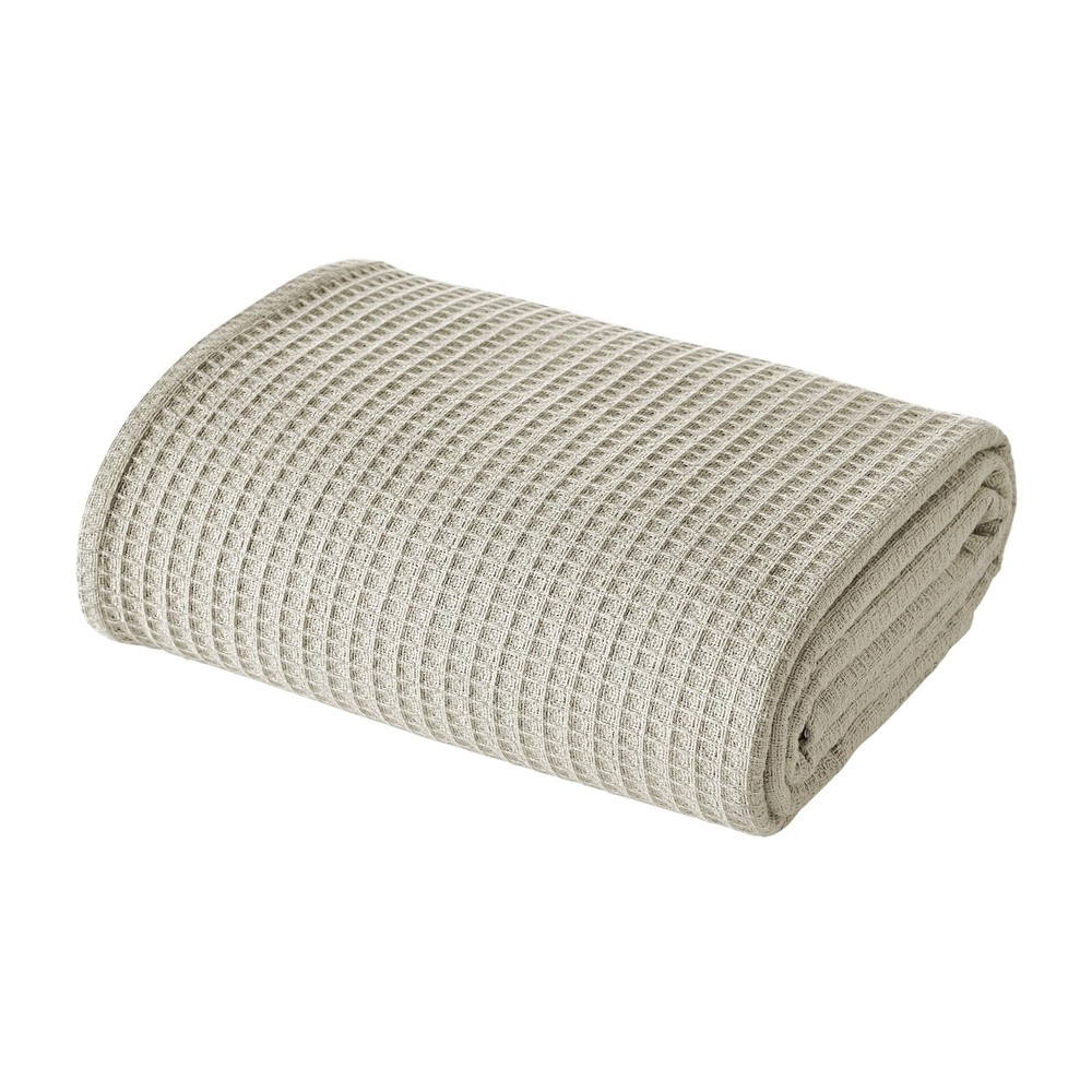 100% Cotton Waffle Thermal Blanket, Oatmeal, Full/Queen