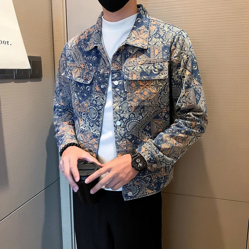 Men's Trendy Denim Bomber Jacket – Stylish Streetwear Coat