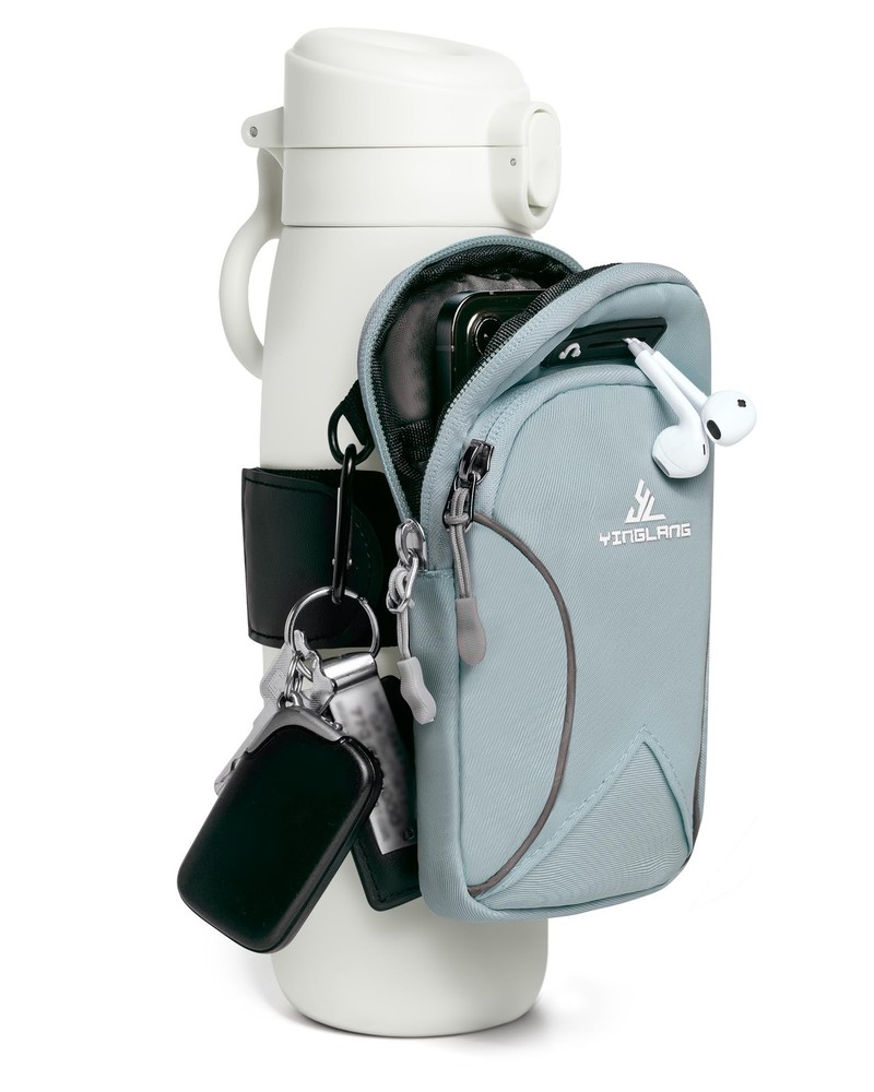 Best Gym Water with Phone Holder & Wallet Bottle Caddy Versatile Sleeve Bag for