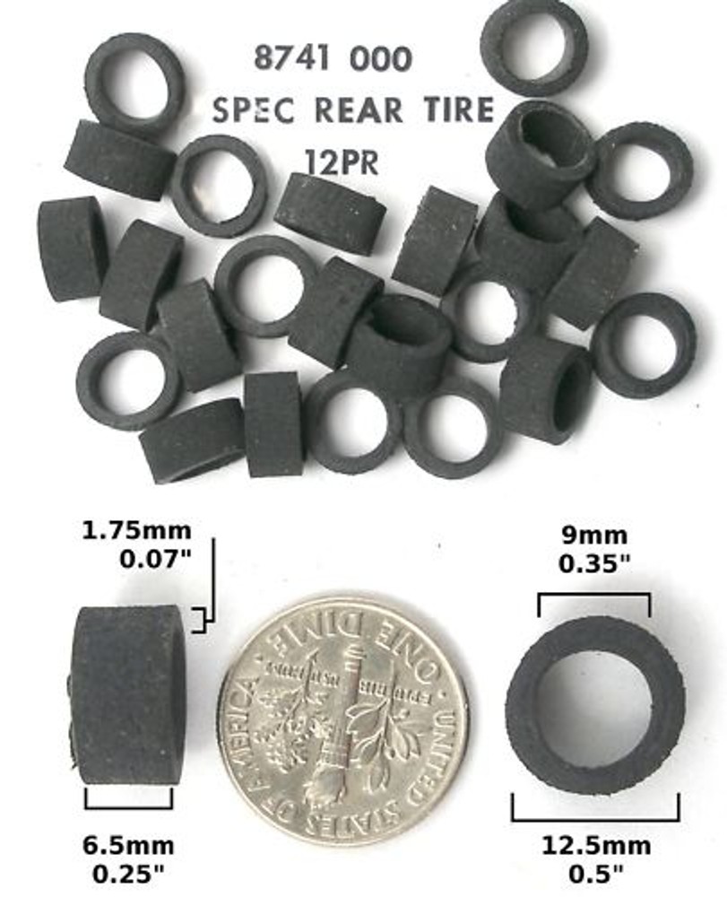 12 PAIR Aurora Slot Car MT 4-Gear Medium Width Height REAR Tires 8741 Unused A+