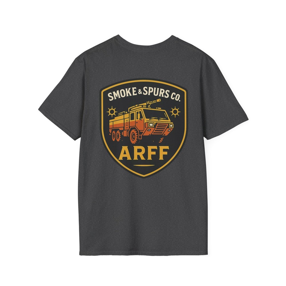 Smoke & Spurs Co. ARFF fire truck T-Shirt | airport rescue firefighter