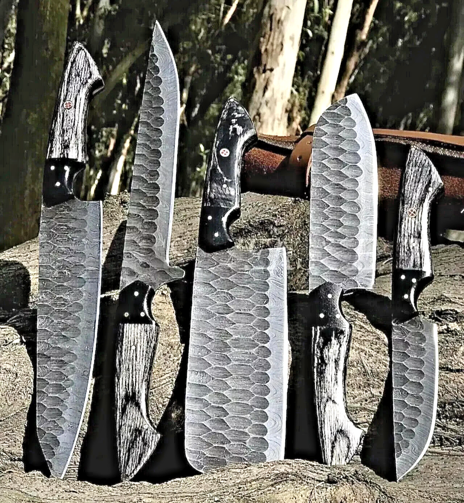 Custom Hand-Forged Damascus Steel Chef Knife Set With 2800 Layers Kitchen Knives