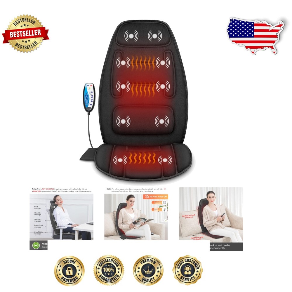 5-Mode Heated Massage Seat Cushion with 10 Vibrating Motors for Ultimate Comfort