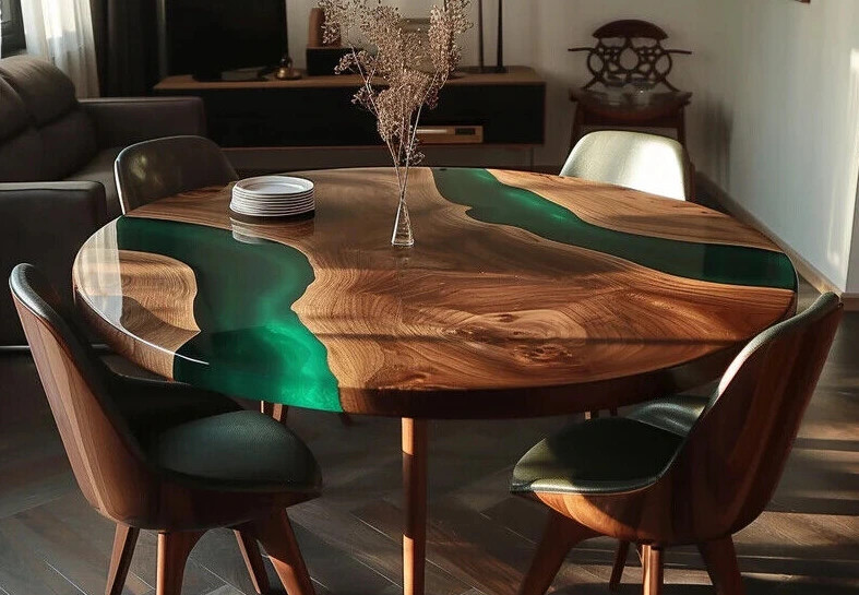 Clear Epoxy Green Resin Table Top, Epoxy Coffee Table Top, Center Table Top Deco