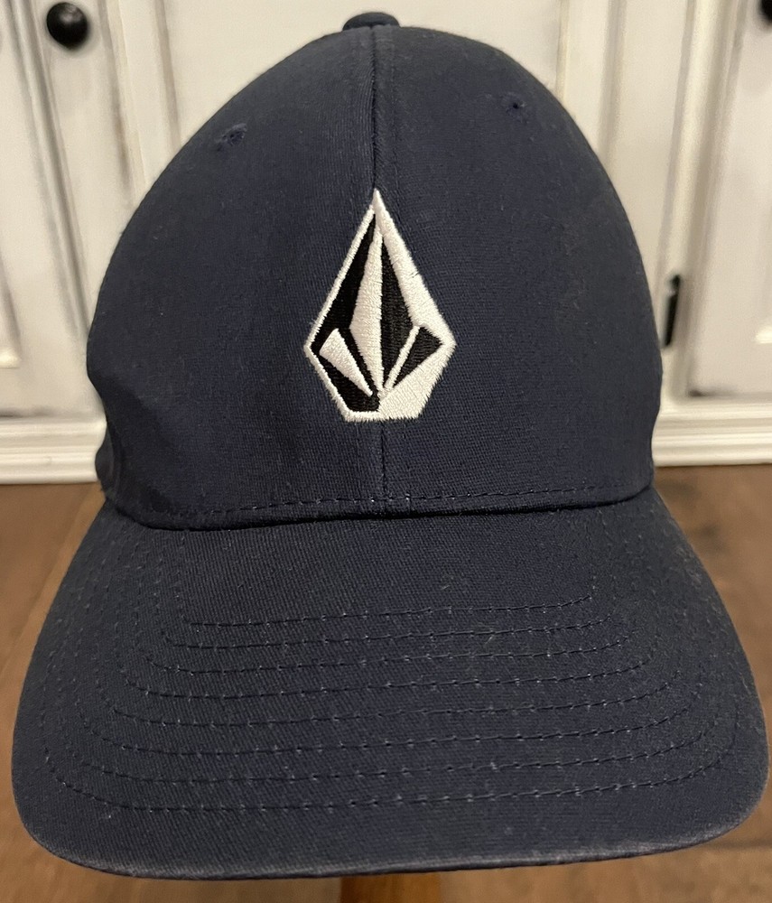 Volcom Navy Flex Fit Hat Embroidered Logo Size L-XL