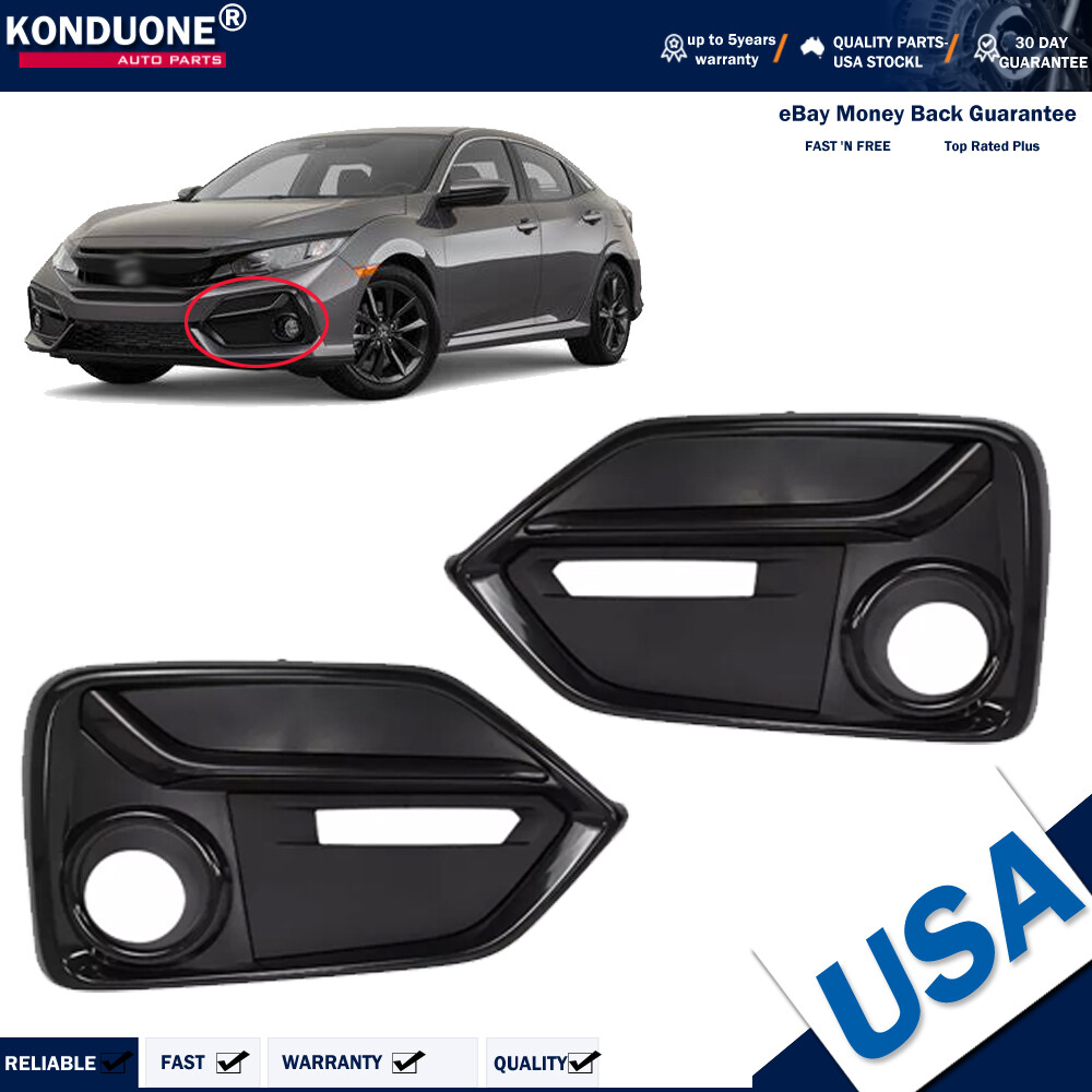 Front Rear Fog Light Cover for 2020 Honda Civic Foglight Lamp Lower Bumper Bezel