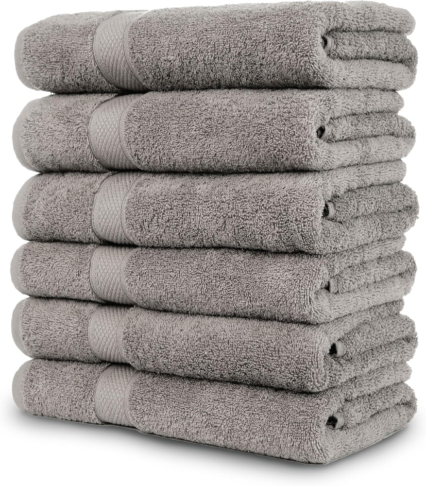 Premium 6-Piece Cotton Bath Towels 515 GSM Lightweight