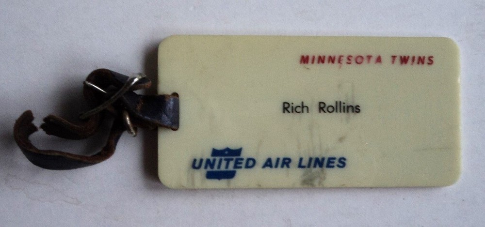 1960's Twins Rich Rollins United Air Equipment Bag Tag - FLASH SALE-image