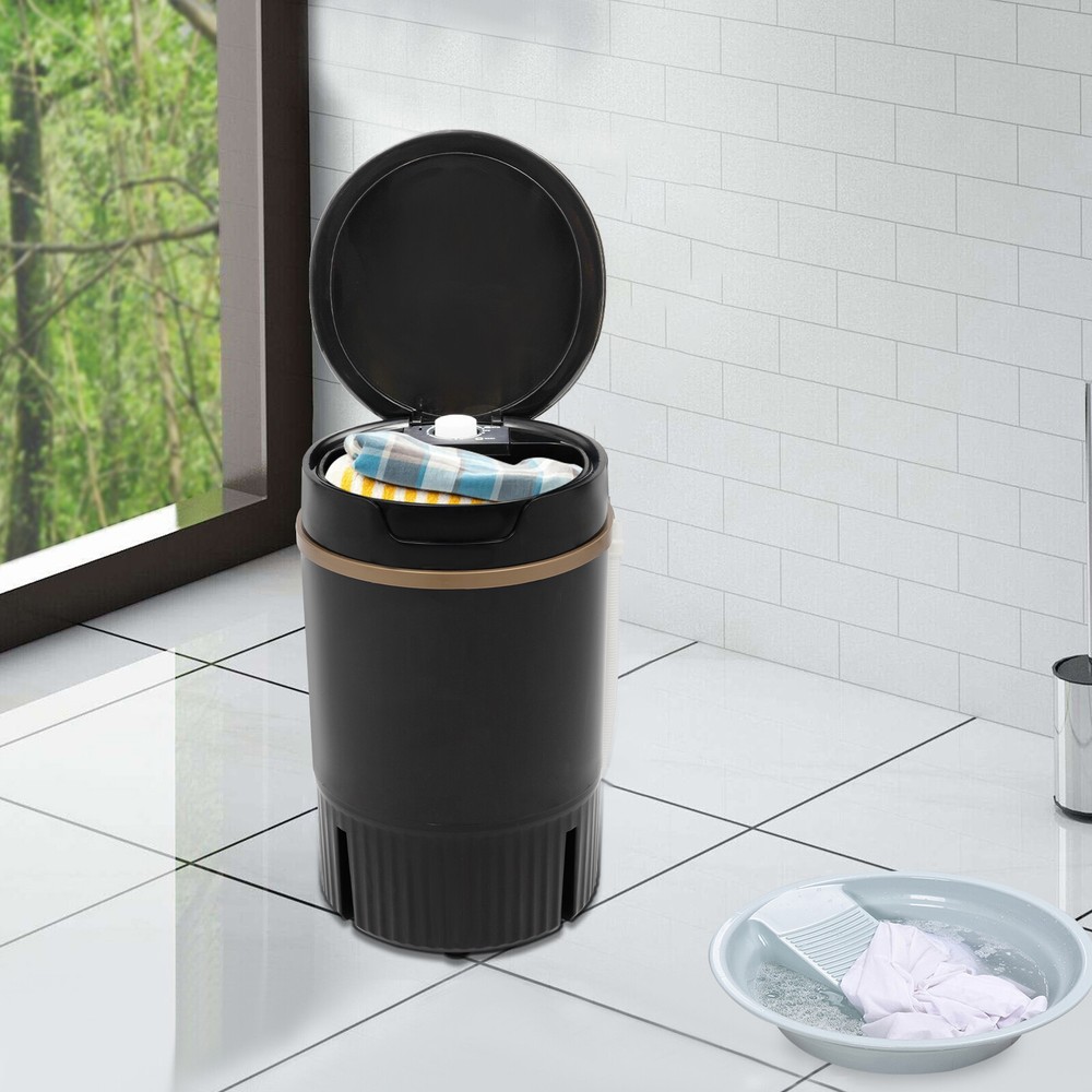 Compact Mini Washing Machine with Drain Basket - Portable & Multi-Functional in Black