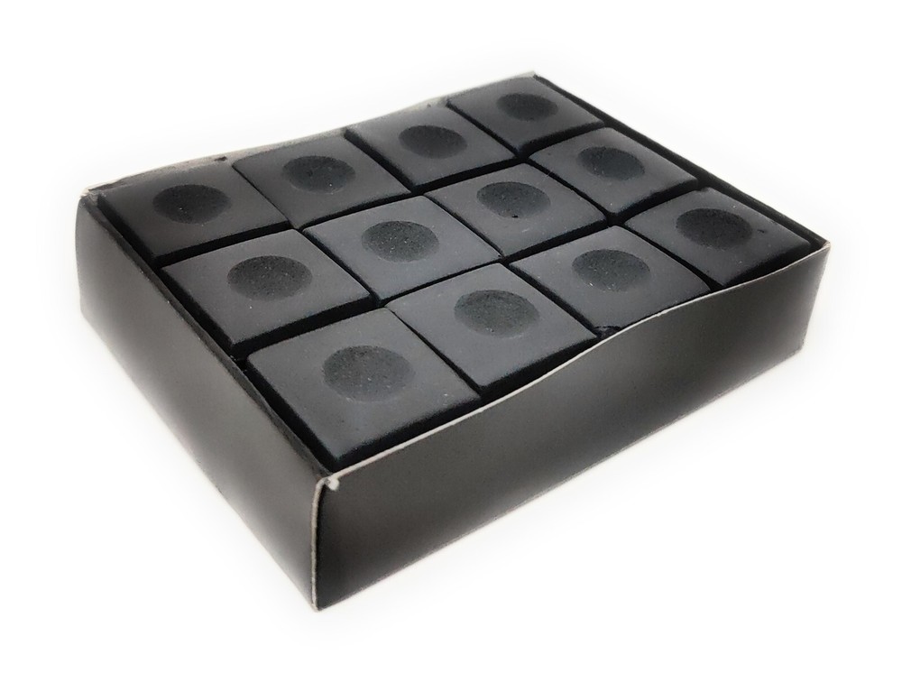 Box of 12 Black/Dark Grey Pool Cue Tip Chalk - for All Billiard Stick Types