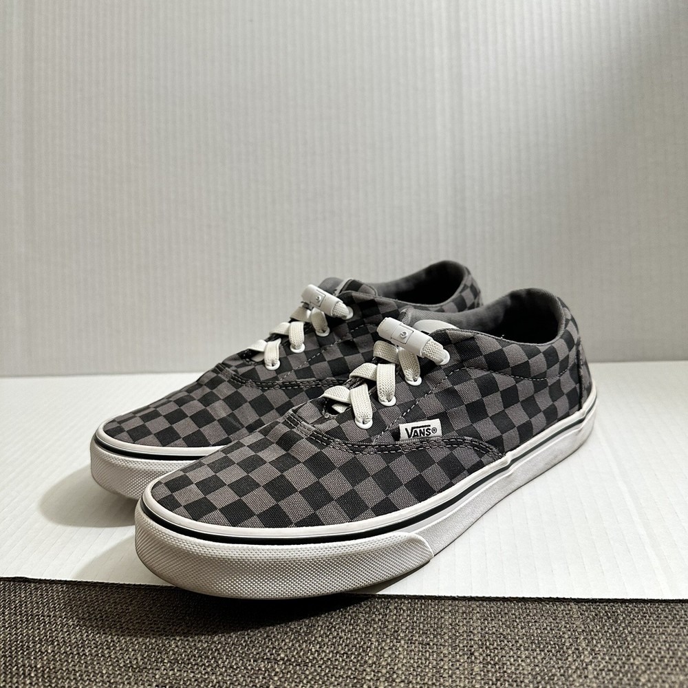 Vans Youth 6 Old Skool Black Gray Canvas Check Lace Up Low Skate Sneaker shoe