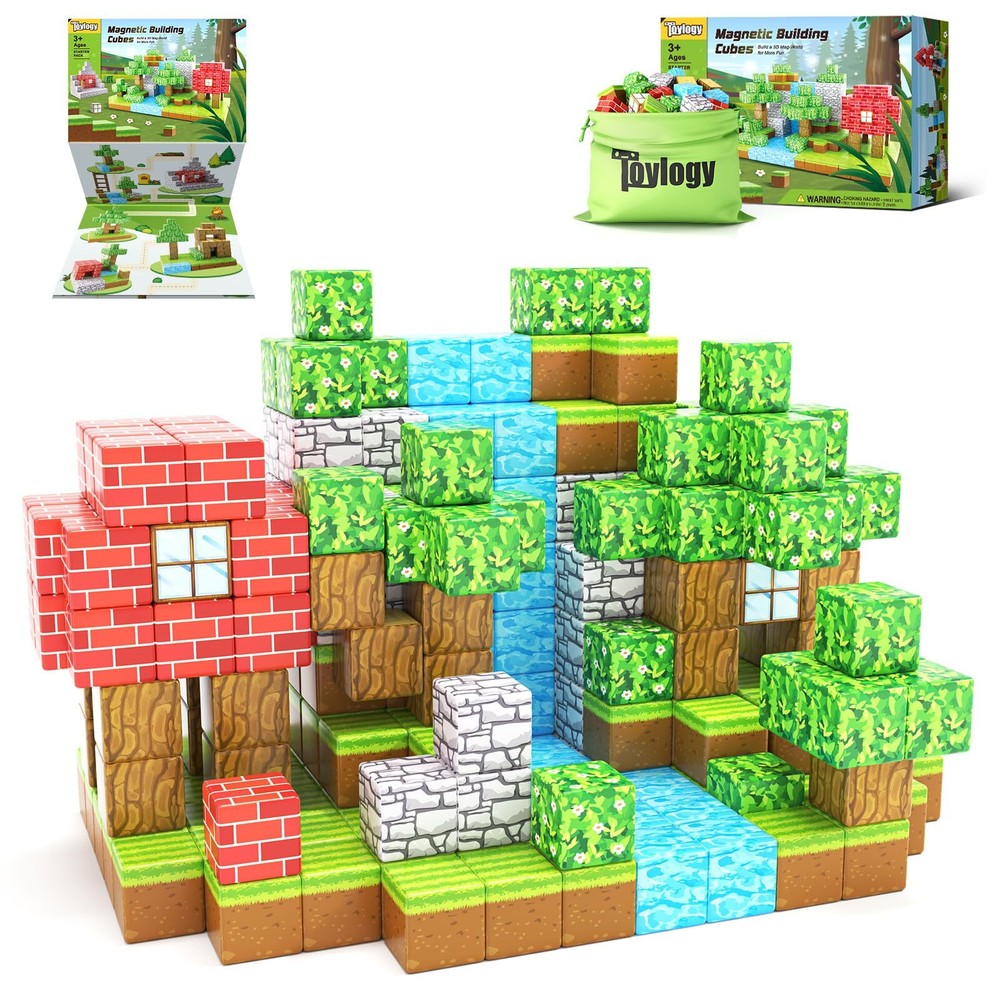 100PCS Magnetic Blocks-Build Mine Magnet World Set for Boys & Girls Age 3-5 6...