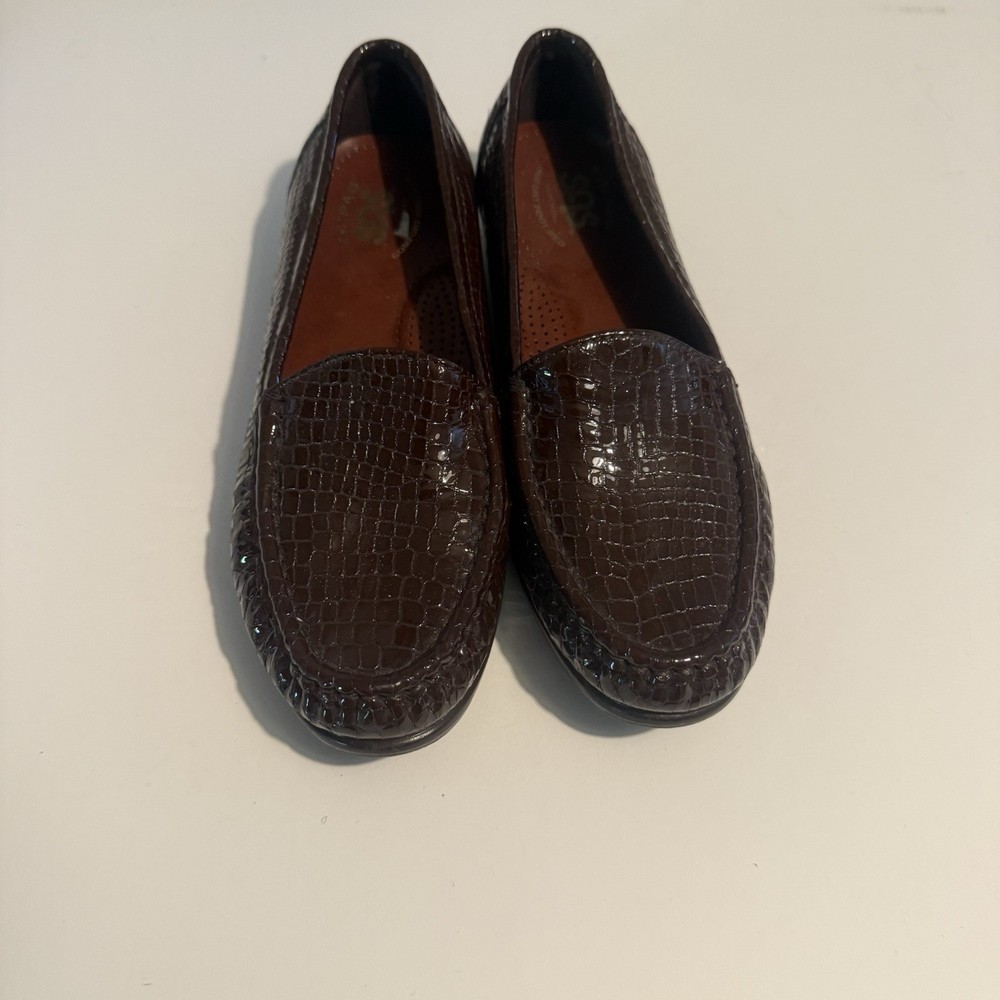 SAS Tripad Patent Leather Croc Skin Print Loafer Shoes Size 7 Women's USA