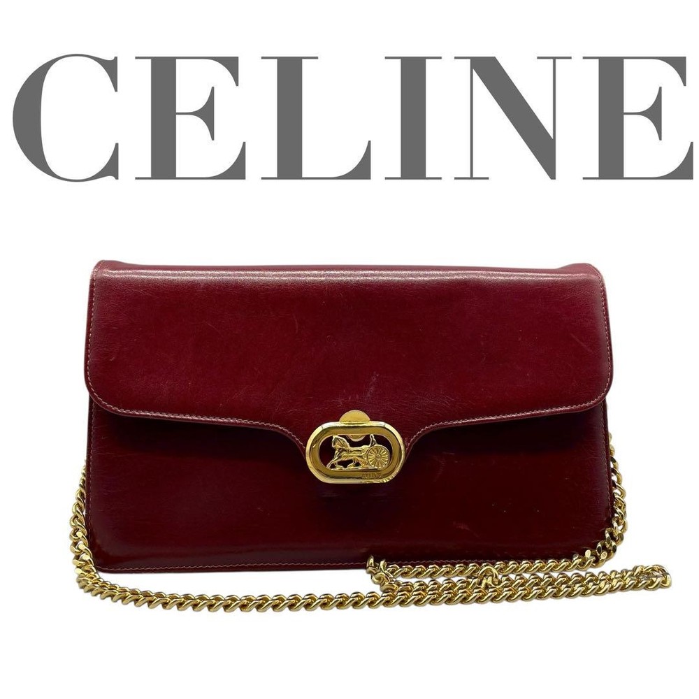 Celine Logo Shoulder Bag with Gold Carriage Hardware