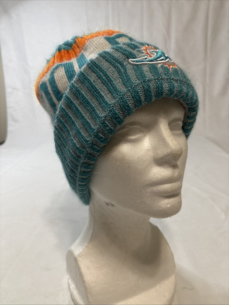 Miami Dolphins New Era Knit Pom Pom Beanie NFL Authentic Size L-XL