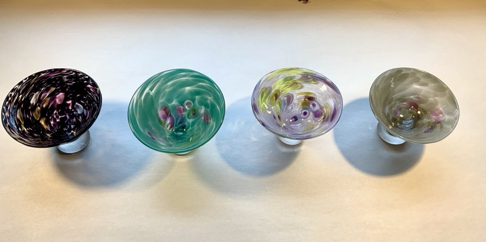 Hand blown Drunken Martini Stemless Glasses Artisan Created