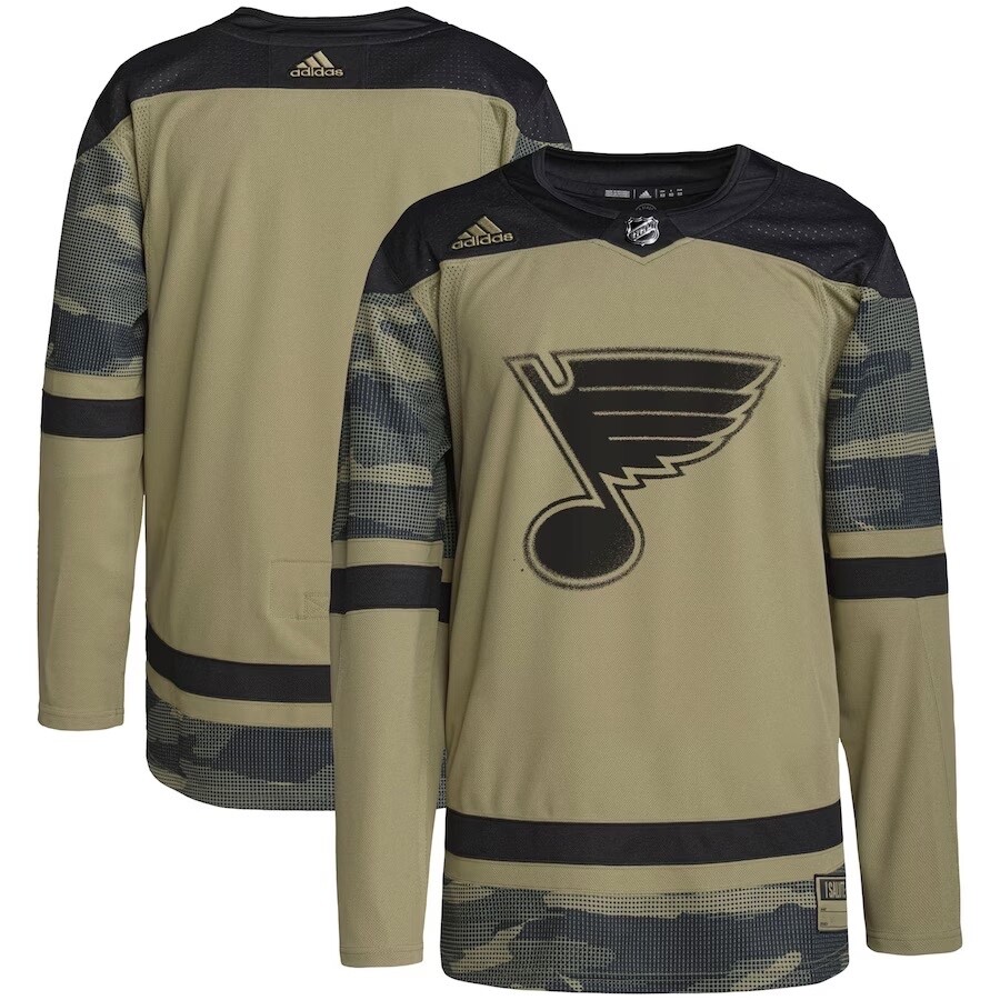 Men’s Adidas St. Louis Blues Salute To Service Size 54 Olive Green Jersey