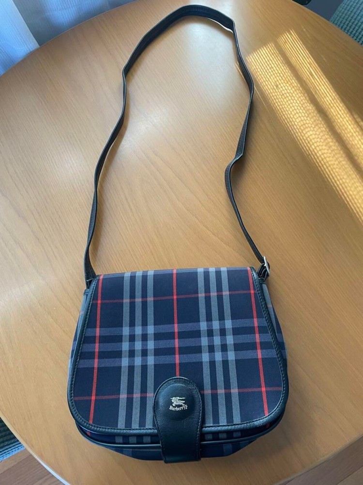 Burberry Shoulder Bag Nova Check Canvas Navy Authentic F09181093