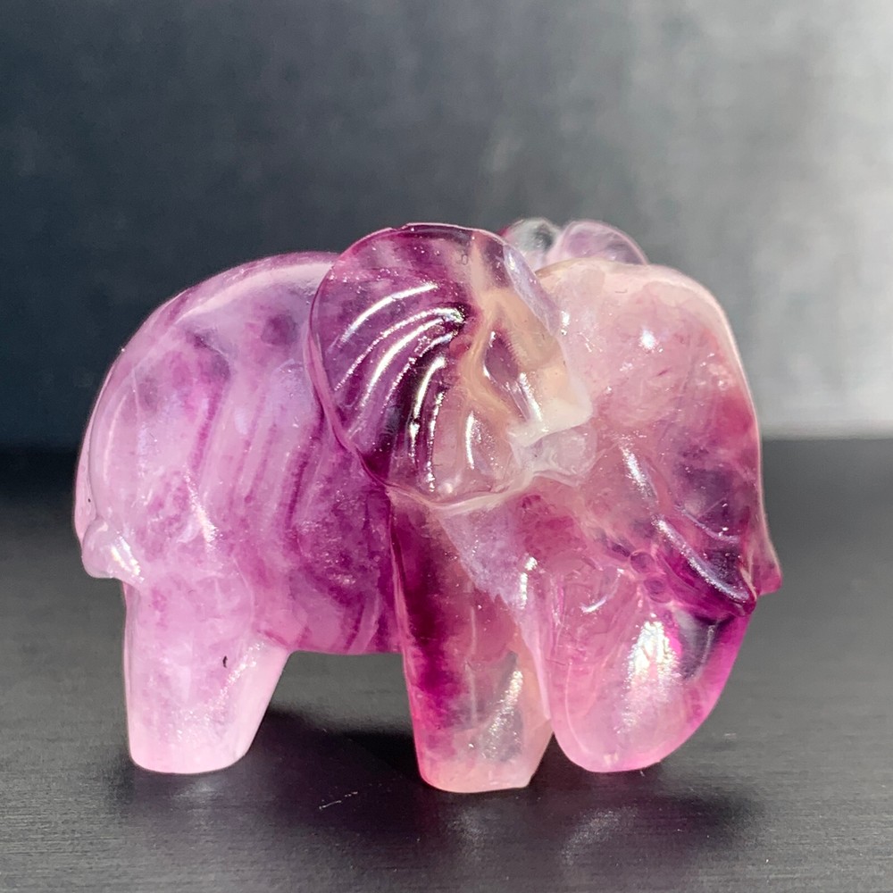 Natural Fluorite Quartz Carved Elephant Skull Crystal Reiki Healing Gift